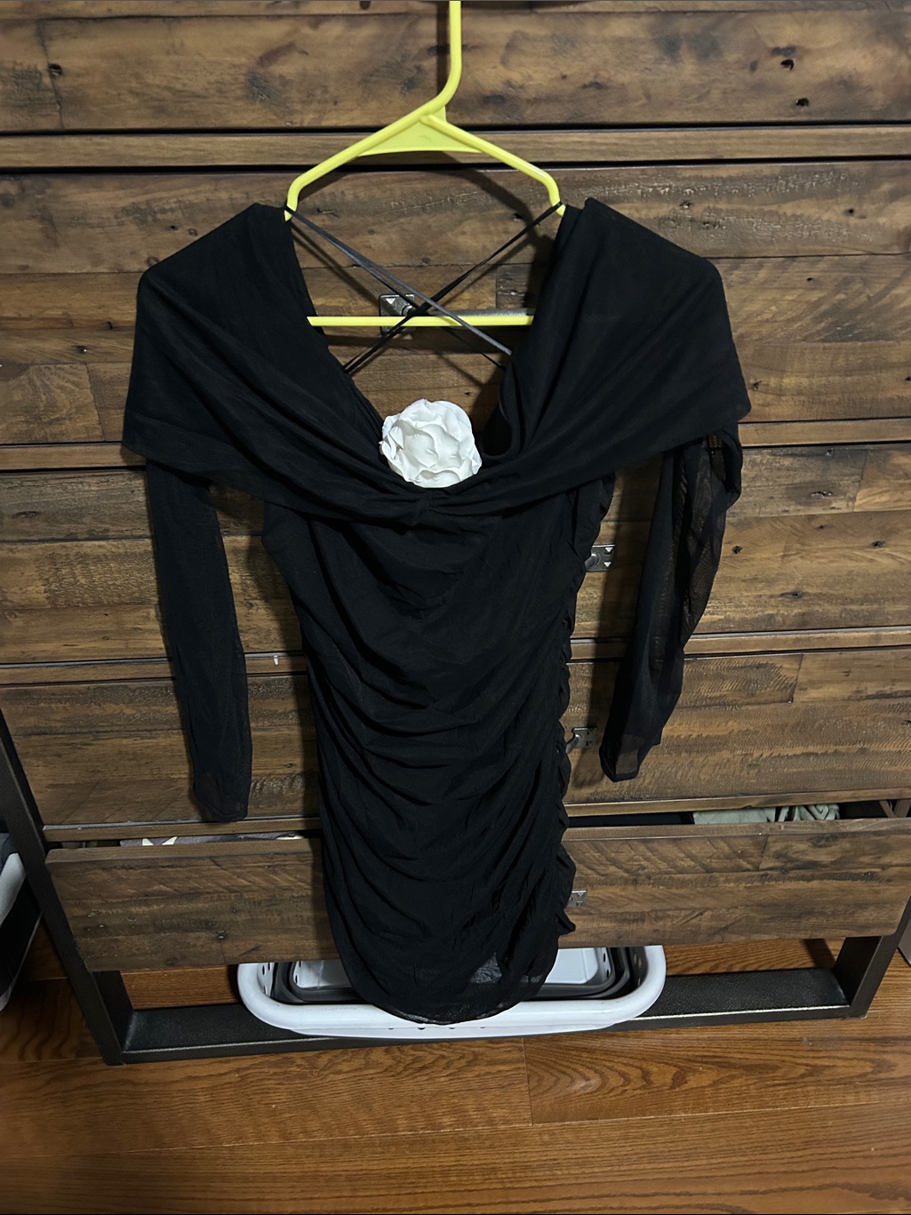 Amanda Uprichard X Revolve Nelliarose Little Black Off Shoulder Mini Dress